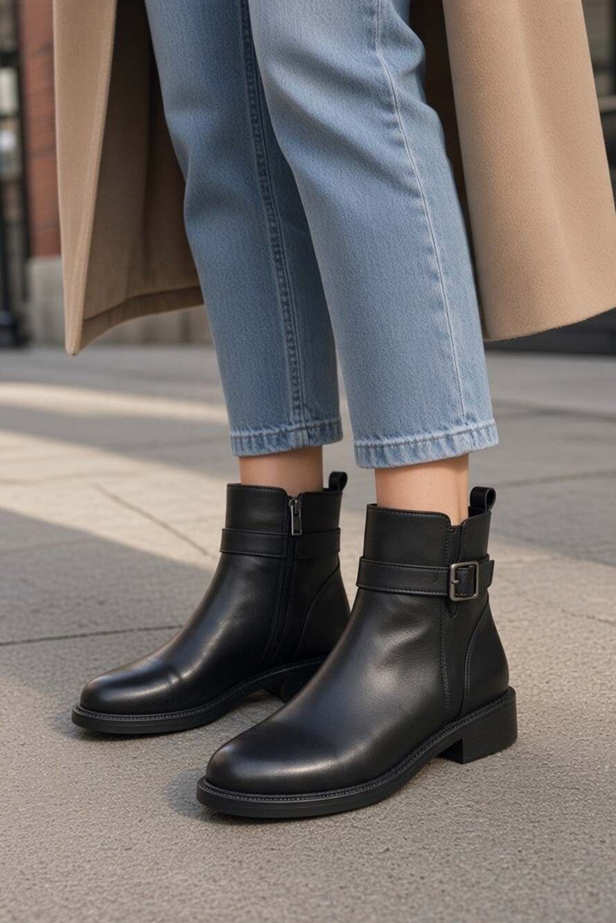 Sam Edelman Nolynn Black Leather Buckle Ankle Booties Size 6M